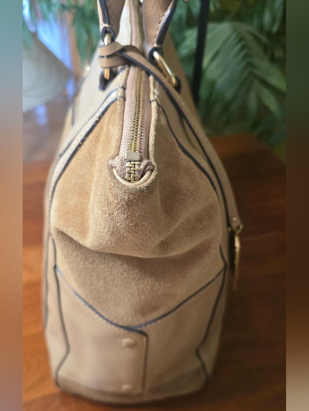 Vince Camuto Leather Suede Tan Mikey Tote Large - Picture 3 of 11